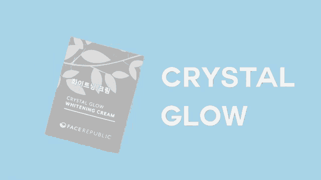 a package of face republic crystal glow whitening cream is on a blue background