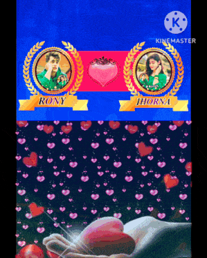 a picture of a boy and a girl with the names rony and jhorna on them