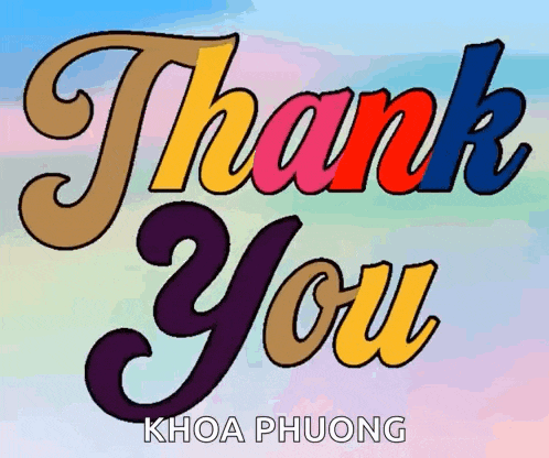 the word thank you is written in different colors