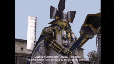 a video game character named coalition commander says the time is now i will defeat you to realize my ambitions