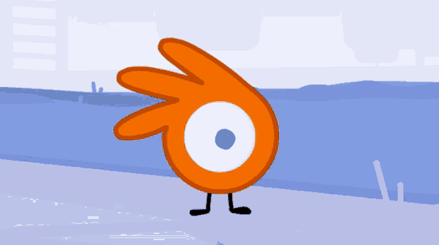 a cartoon drawing of a hand with a blue eye