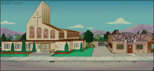 Effects Of Armmageddon - The Simpsons GIF - The Simpsons Moes Bar Churhc GIFs