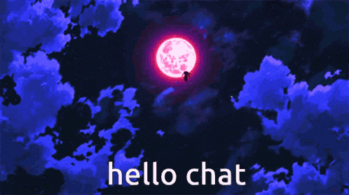 a purple background with a red circle and the words hello chat