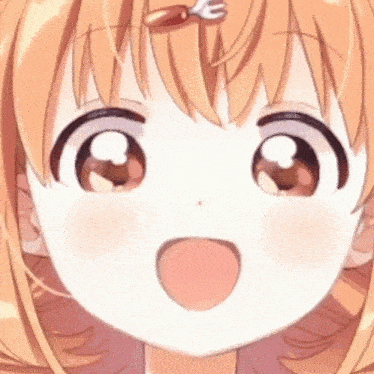 a close up of a girl 's face with a fork in her hair and a bow .