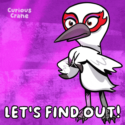 a cartoon of a crane with the words let 's find out
