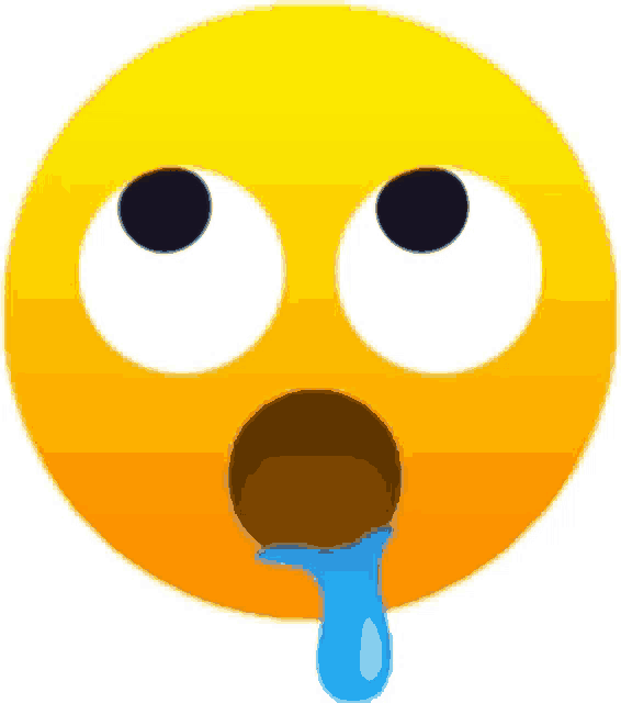 a cartoon smiley face with a drop of liquid coming out of its mouth