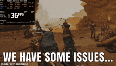 a video game with the words we have some issues made with mematic