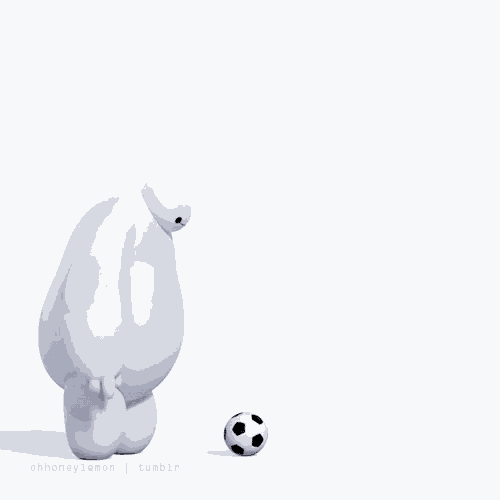 a cartoon character from big hero 6 is playing with a soccer ball ..