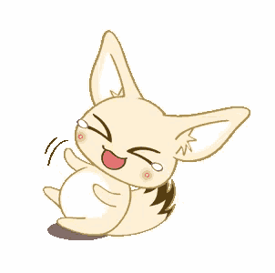 a cartoon drawing of a fox with big eyes and tears in its eyes .