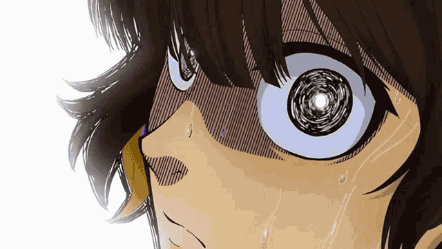 a close up of a person 's face with tears running down their cheeks