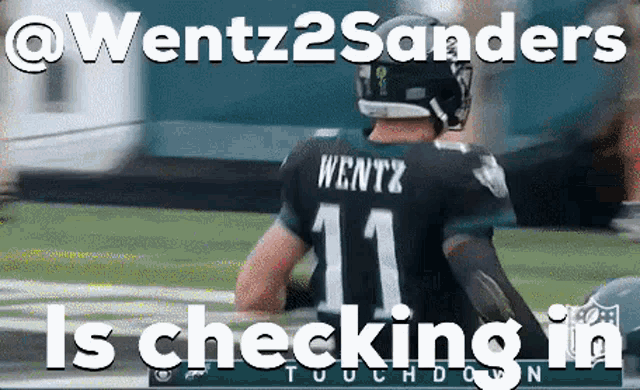a football player with the number 11 on his jersey is checking in