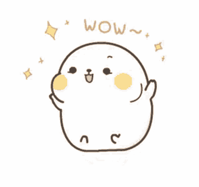 a cartoon drawing of a seal with the words wow written above it