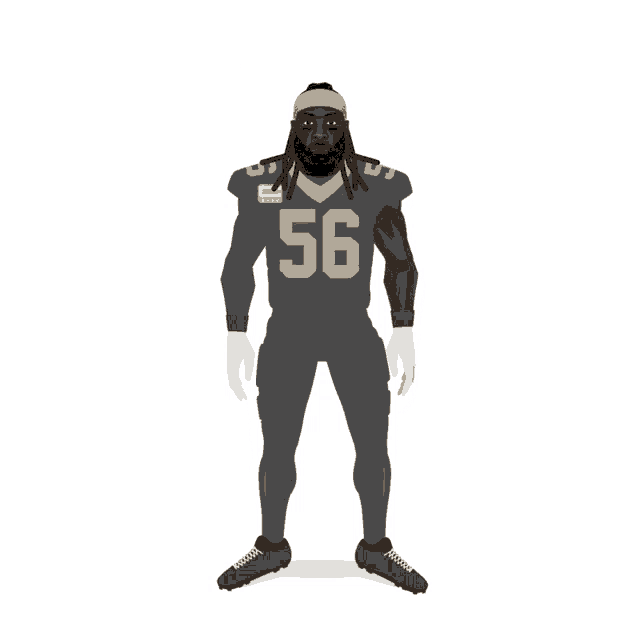 a cartoon drawing of a football player with the number 56 on his jersey