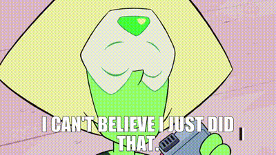 a cartoon character with a green face and the words `` i can 't believe i just did that '' .