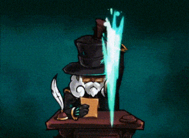 a cartoon of a man in a top hat holding a feather and a piece of paper with the words skill issue below him