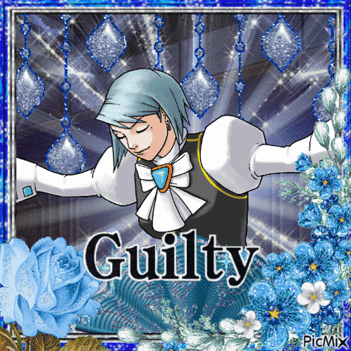 a cartoon of a man with the word guilty on it