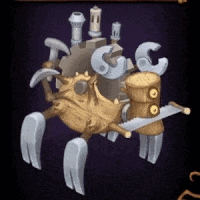 a cartoon crab with a saw and wrenches on its back