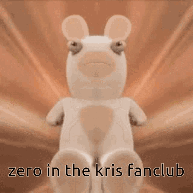 a cartoon character screaming with the words " zero in the kris fanclub " below it