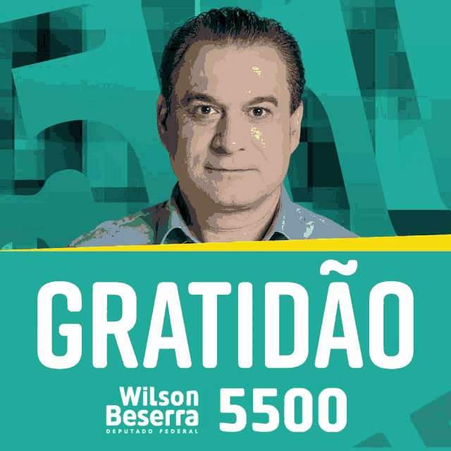 a poster for wilson beserra says gratidao in white letters