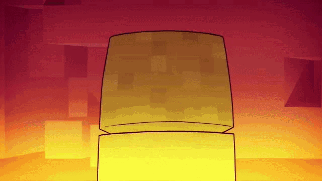 a cartoon drawing of a yellow object in front of a red background