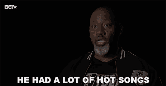 a man says he had a lot of hot songs on a black background