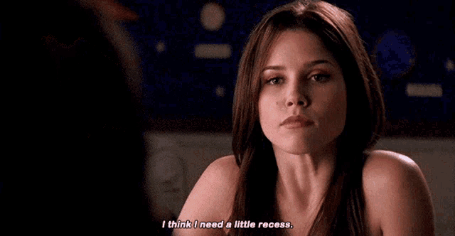 a woman is talking and says i think i need a little recess