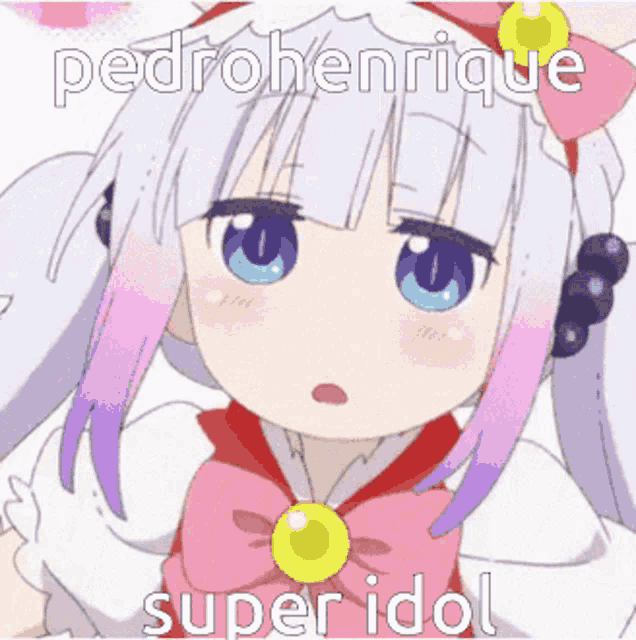 a picture of a girl with the words pedrohenrique super idol on it