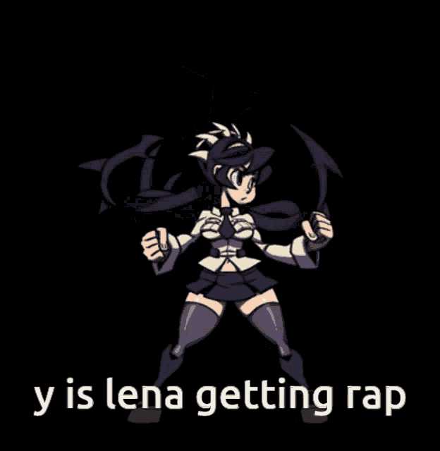 a picture of a girl with the words y is lena getting rap