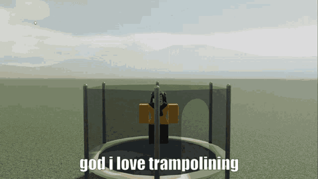 a picture of a trampoline with the words god i love trampolining above it