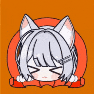 a cartoon drawing of a girl with cat ears on a red background