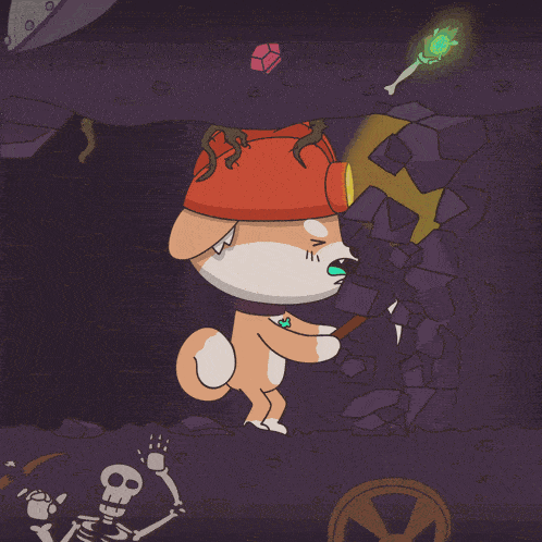 a cartoon drawing of a dog wearing a hat