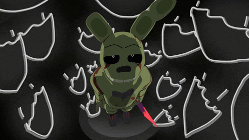 a cartoon drawing of a bunny with a knife in its hand