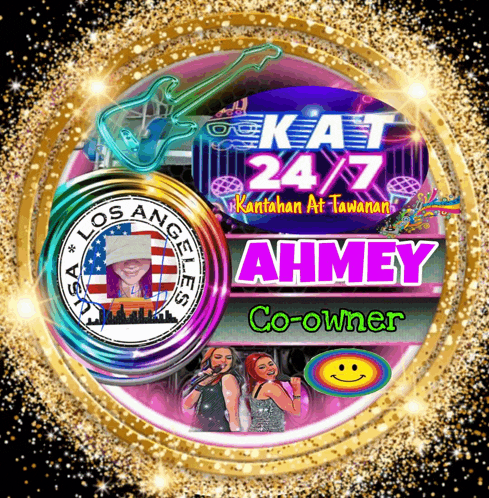 a colorful circle with kat 24 7 and ammey on it