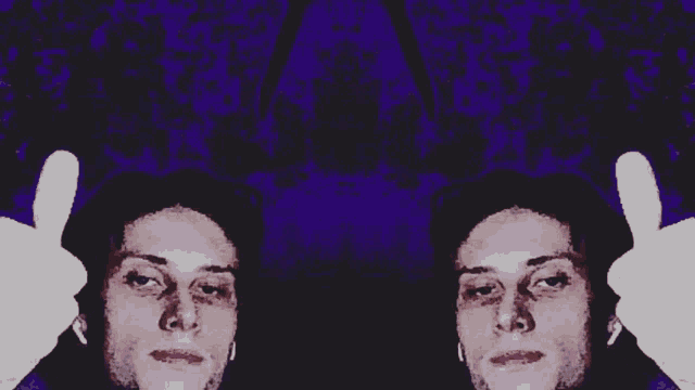 two images of a person giving a thumbs up