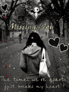 a black and white photo of a woman walking down a street with the words missing you