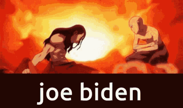 a picture of a man kneeling down next to another man with the words joe biden below them