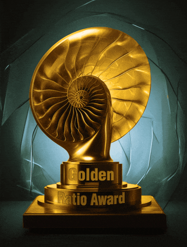 a golden ratio award statue with a spiral on top