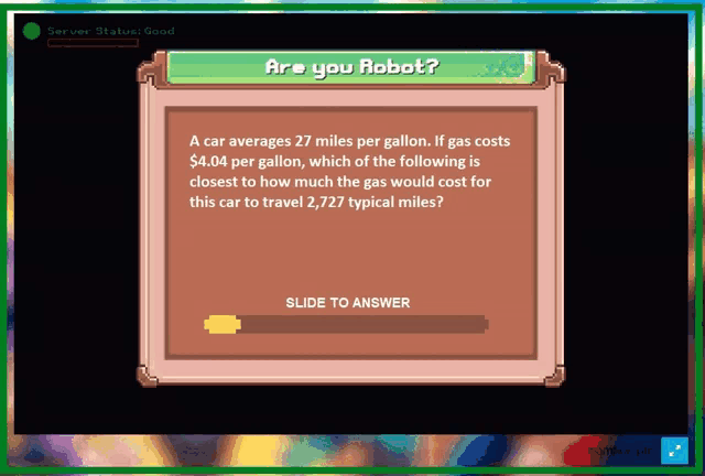 a screenshot of a video game asking if the player is a robot