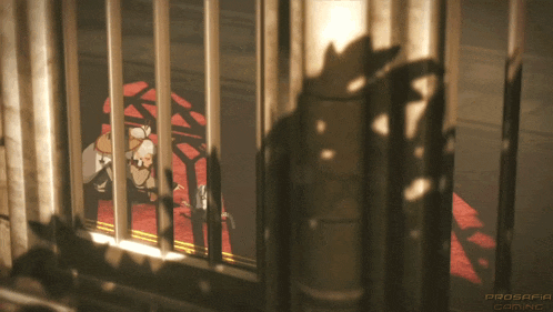 a shadow of a person is cast on a fence with the words prosafia coming below it