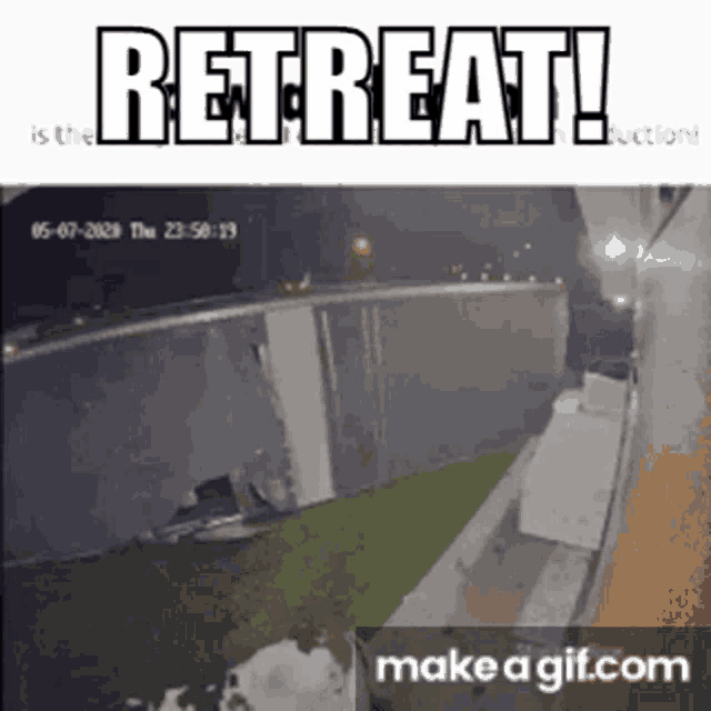 a picture of a dog with the words retreat written on it