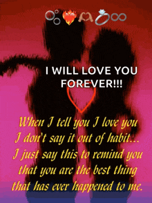 a poster that says " i will love you forever " on it