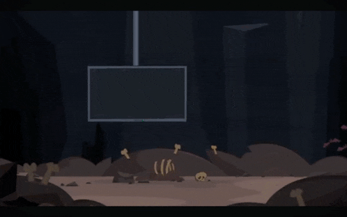 a cartoon character is laying on the ground in front of a tv screen