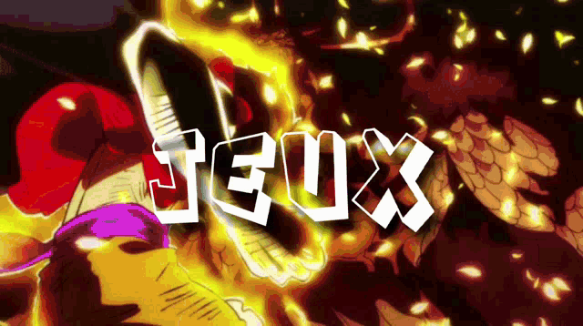 the word jeux that is on a cartoon