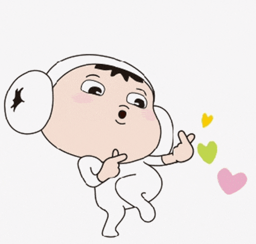 a cartoon character is blowing a kiss with hearts around him