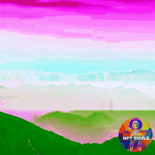 a painting of a landscape with a nft sizzle logo