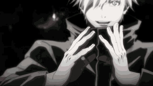 a black and white drawing of a man 's hands