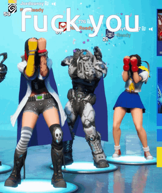a screenshot of a video game with the words " fuck you " on the top