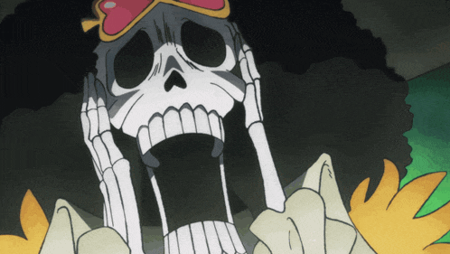 a cartoon of a skeleton with a crown on his head