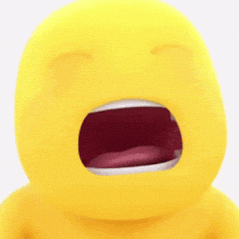 a yellow cartoon character is yawning with his mouth open