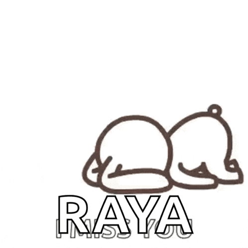 a line drawing of a bear laying down with the word raya written below it .